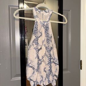 Olivaceous Blue and White Snake Print Tank Top